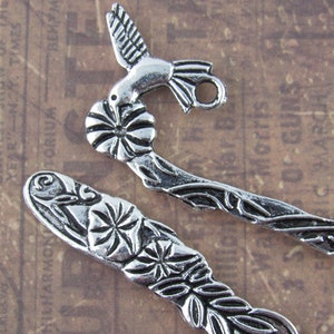 124mm Hummingbird Bookmark, Metal Bookmark Blank, Bird Bookmark, Tibetan Silver Bookmark Base (1)