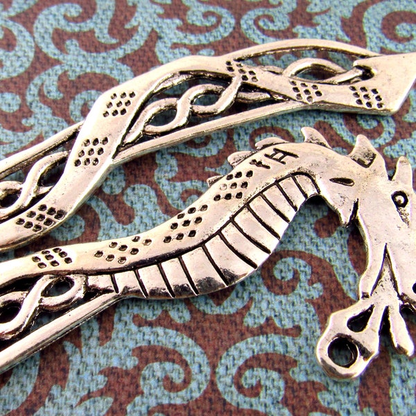 Dragon Bookmark, Metal Bookmark Blank, Tibetan Silver Connector Finding, Celtic Dragon Bookmark (1)