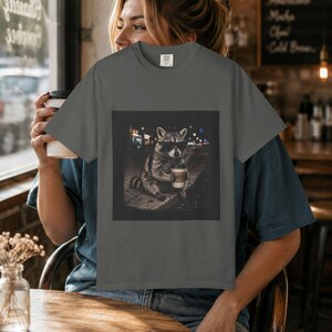 Coffee Mom Shirt, Coffee Tee, Mama Coffee, Racoon Shirt Funny, Retro Graphic image 4