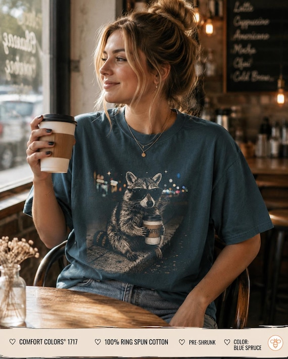 Coffee Mom Shirt, Coffee Tee, Mama Coffee, Racoon Shirt Funny, Retro Graphic