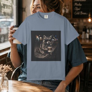 Coffee Mom Shirt, Coffee Tee, Mama Coffee, Racoon Shirt Funny, Retro Graphic image 7