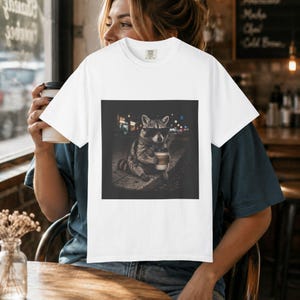 Coffee Mom Shirt, Coffee Tee, Mama Coffee, Racoon Shirt Funny, Retro Graphic image 2