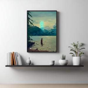 Percy Jackson Poster, Camp Half-Blood Wall Art, Poseidon Trident Fantasy Print, Greek Mythology Decor, Bookish Bedroom Gift for Demigod Fans