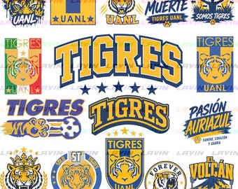16 Datei 3 Format, Tigres UANL SVG Mega Bundle | Tiger Maskottchen png | Cricut Cut Dateien, digitaler Download, Datei mit Ebenen,Tigres UANL svg,Tigres png