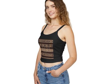 Tribal geometrisches Muster Tank Top | Braun Azteken Streifen Design