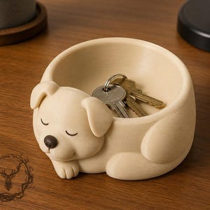 Dog Bowl Catchall Pot Kawaii Desk Organizer - 3D Printing Model, STL File