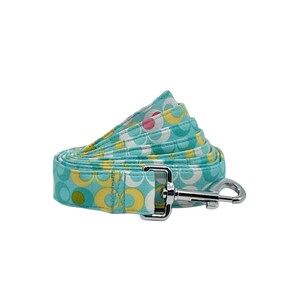 Aqua Double Dot Dog Leash in a 4 or 5 Foot Length