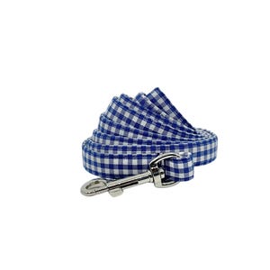 Royal Blue Gingham Dog leash, Swivel Hook: 4 Or 5 Foot Length Bild 1