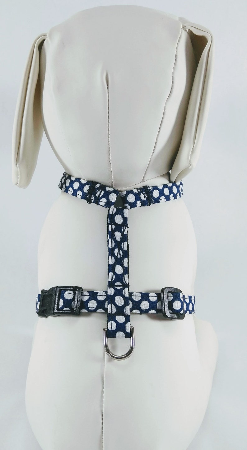 Navy Blue Polka Dot Dog Harness With Bow Tie Traditional Pet Etsy