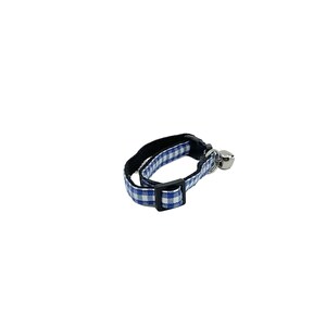May include: Blue and white checkered cat collar with a black buckle and a silver bell.