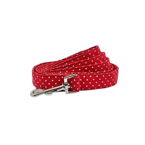 Standard Red Polka Dot Swivel Hook Dog Leash in a 4 or 5 Foot Length