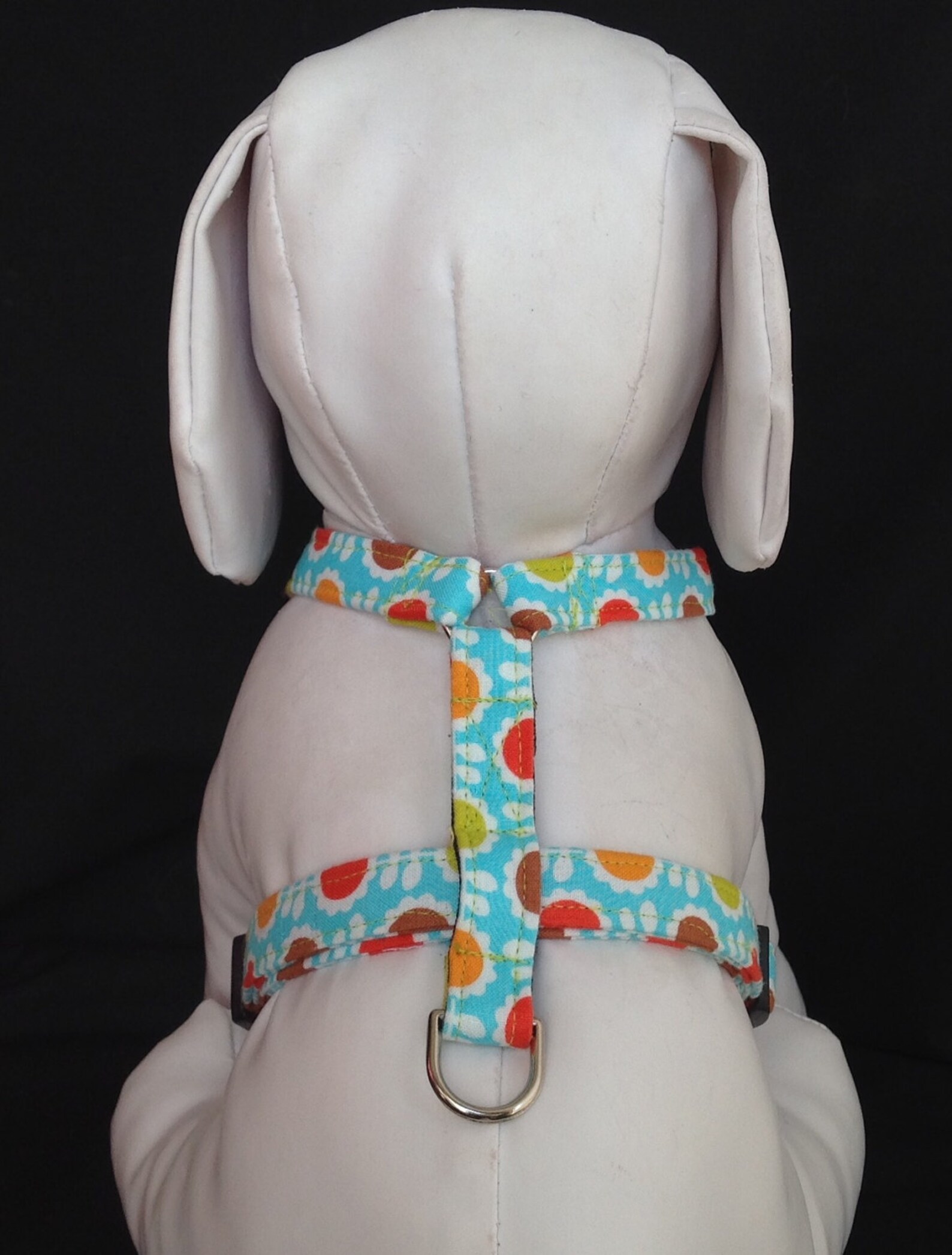 Dog Harness With Flower Retro Daisy Aqua Pattern Pet Etsy