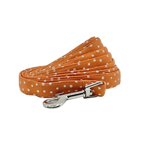 Dog Leash Ochre Orange Polka Dot Swivel Hook Pet Lead in a 4 or 5 Foot Length