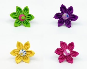 Add A Flower To Your Dog's Harness Or Collar Pet Accessory In Green, Pink, Purple And Yellow