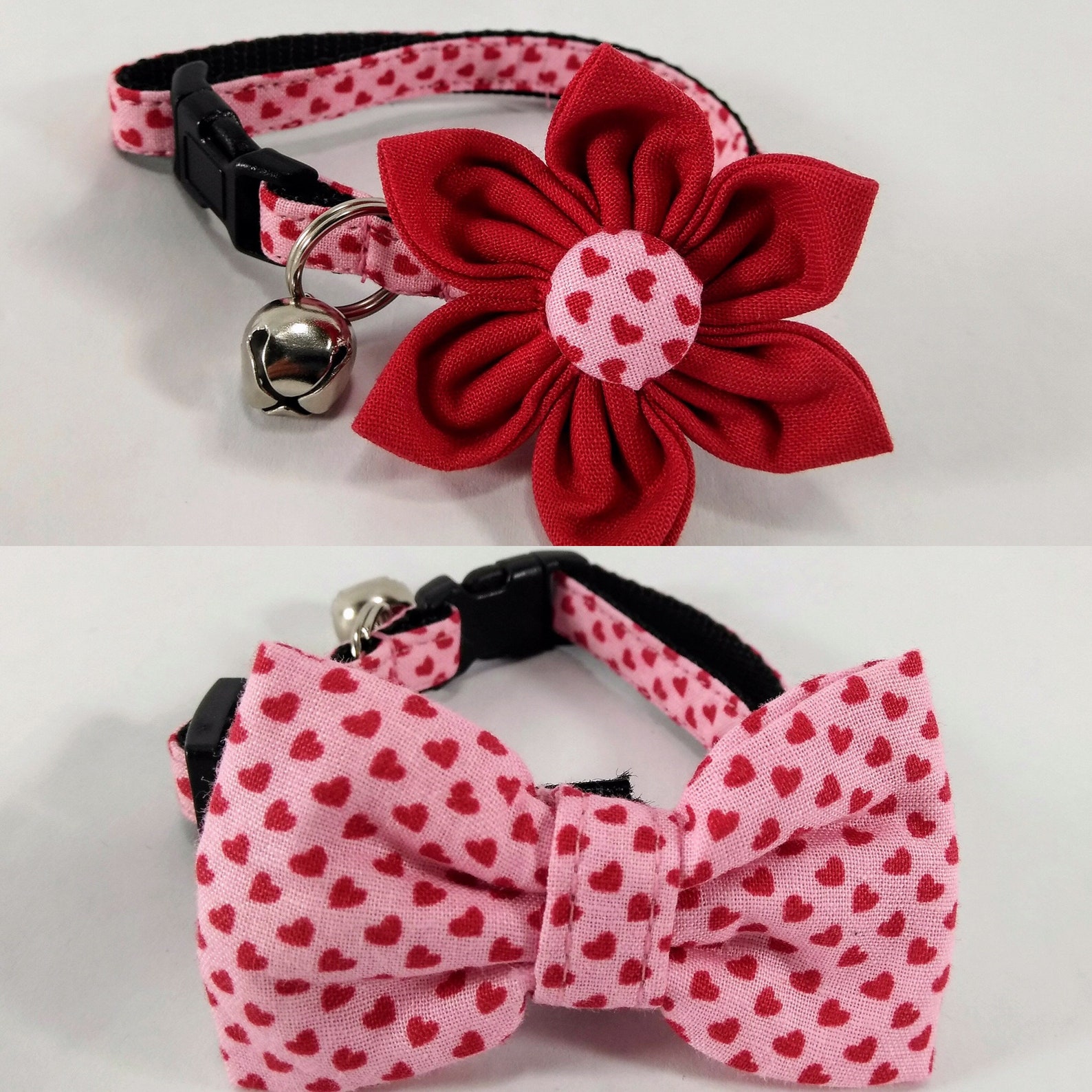 Valentine Cat Collar With Flower Or Bow Tie