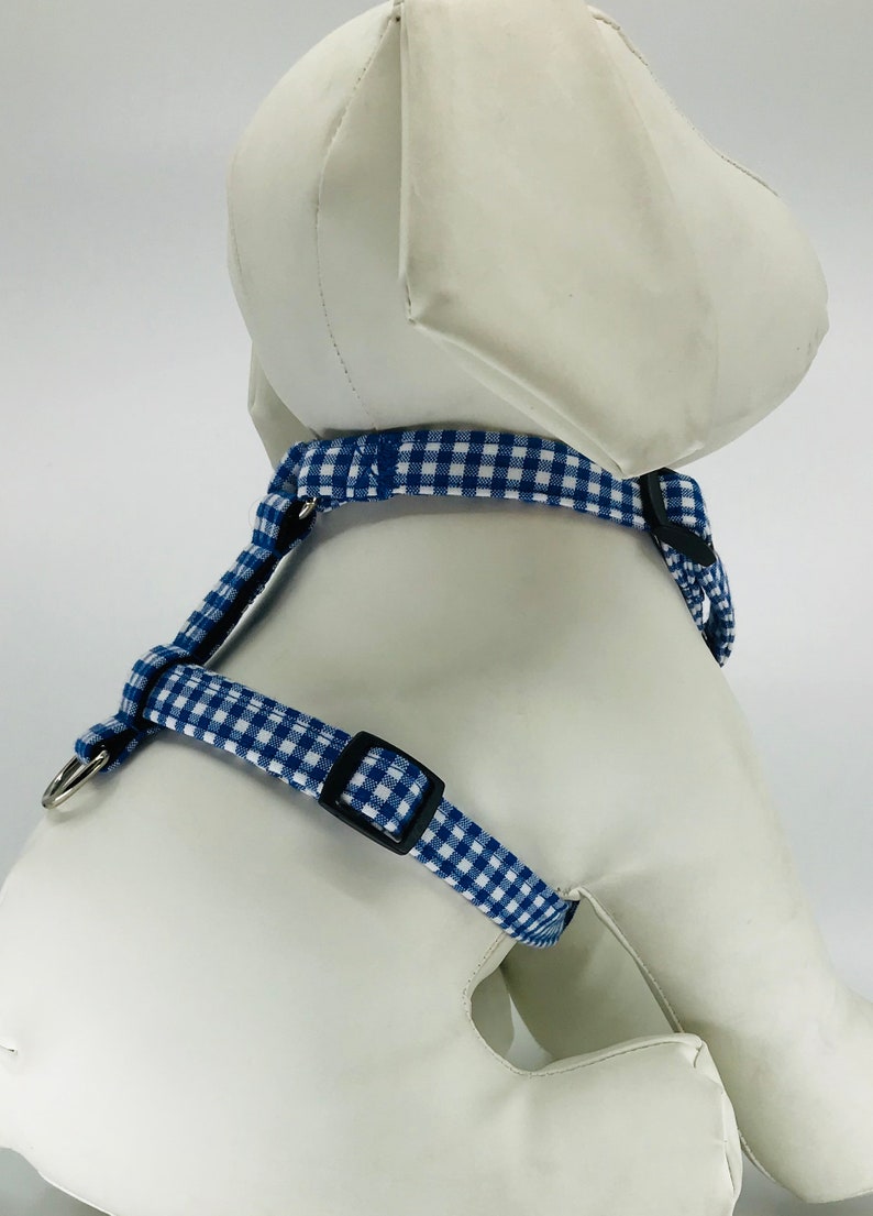 Dog Harness With Bow Tie Royal Blue Gingham Pet Harness Etsy