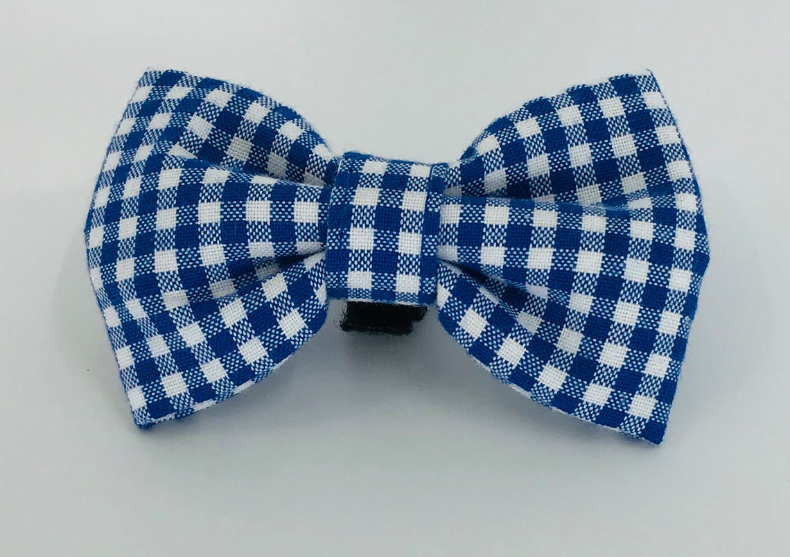 Dog Harness With Bow Tie Royal Blue Gingham Pet Harness Etsy