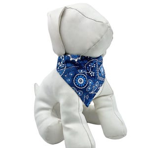 Blue Paisley Cotton Pet Bandana: Easy Slip Over your Dogs Collar XXS-L