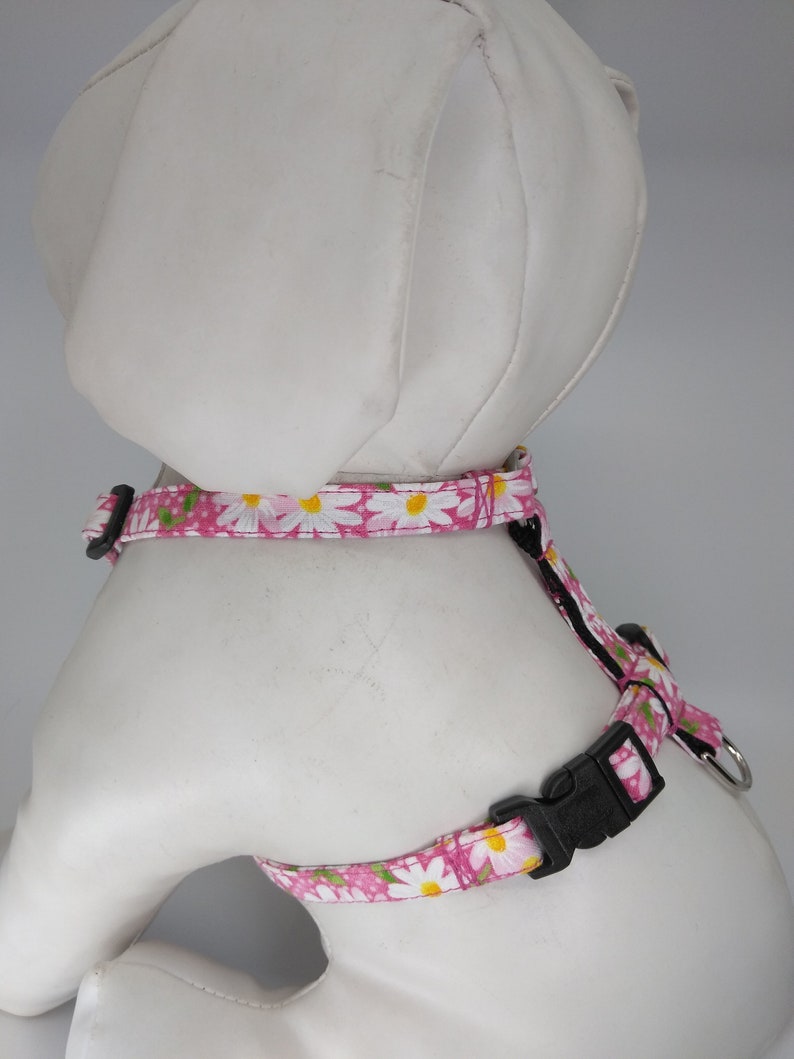 Pink Daisy Dog Harness With Optional Flower Adjustable Pet Etsy