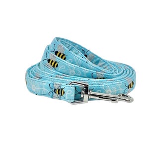 Sparkly Blue Bumble Bee Dog Leash Swivel Hook Pet Lead