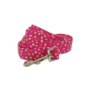 Pink and Green Polka Dot Dog Leash in a 4 or 5 Foot Length