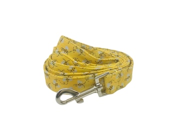 Sparkly Yellow Bumble Bee Dog Leash Swivel Hook Pet Lead: 4 or 5 Foot Length