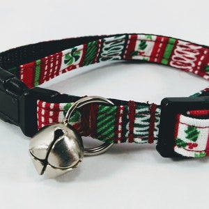 Holiday Cat Collar With Optional Flower Or Bow Tie Red And Green Christmas Candy Breakaway Collar Adjustable Sizes S Kitten, M, L image 5