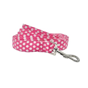 Dog leash Pink And White Polka Dot Swivel Hook Pet Lead