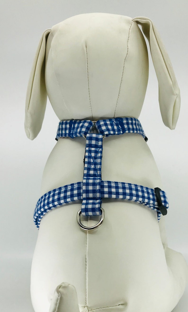 Dog Harness With Bow Tie Royal Blue Gingham Pet Harness Etsy