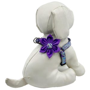 Step in Dog Harness With Optional Flower Metallic Purple And Teal Paisley, Adjustable Pet Harness Sizes XXS, XS, S, M