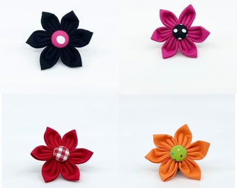 Accessory Flower For Your Dogs Harness Or Collar In Pink, Red, Black And Orange