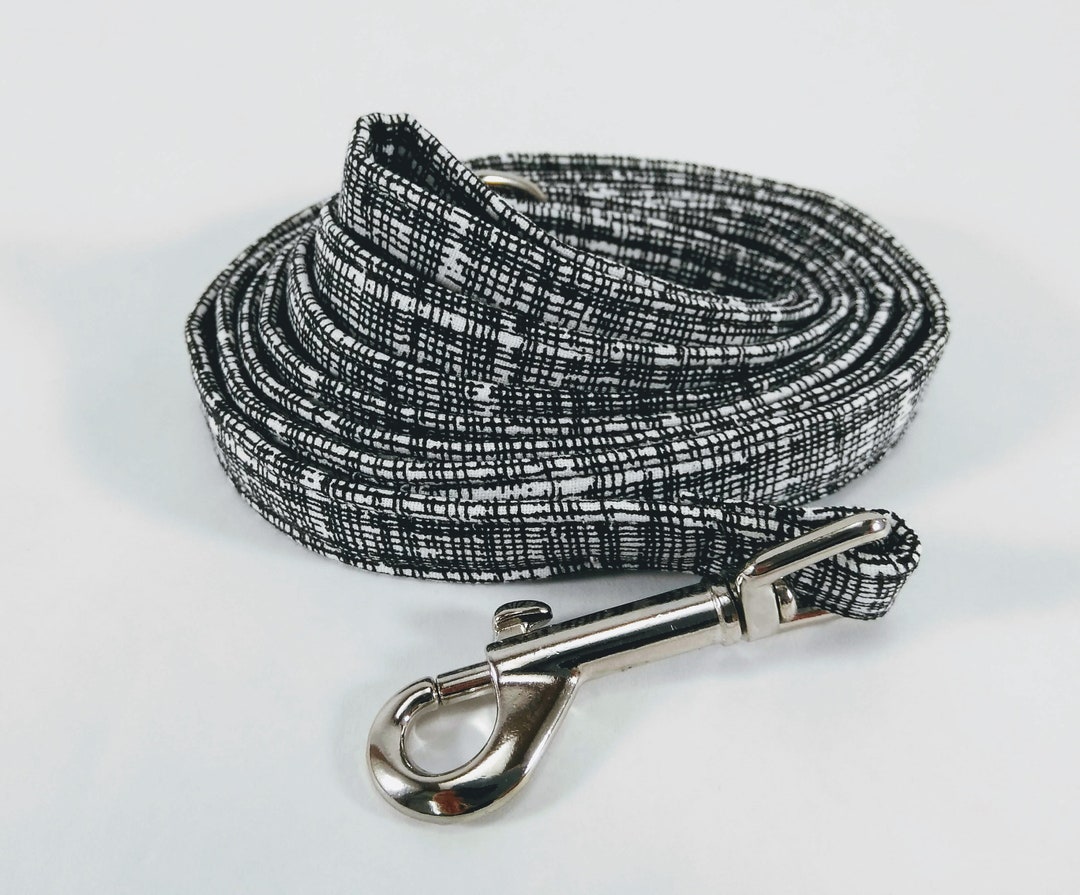 Dog Leash Black and White Bias Grid Plaid Pet Walking Lead Etsy