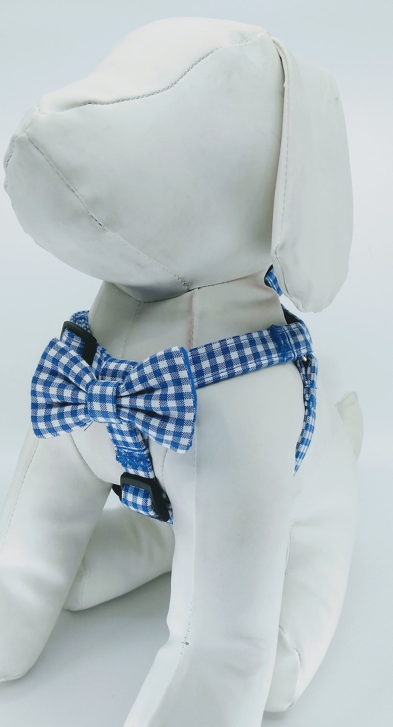 Step in Dog Harness With Bow Tie Royal Blue Gingham Etsy