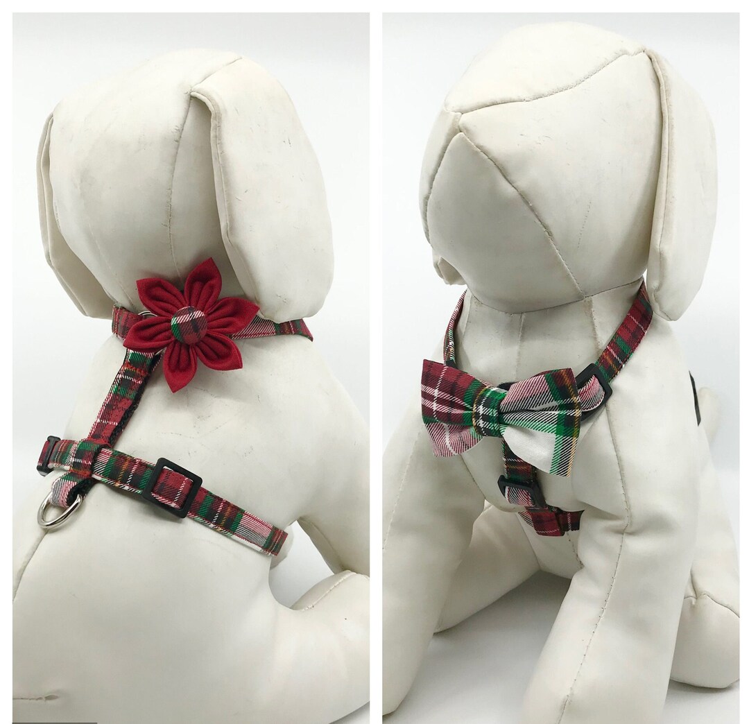 Christmas Dog Harness With Optional Flower or Bow Tie Red and Etsy