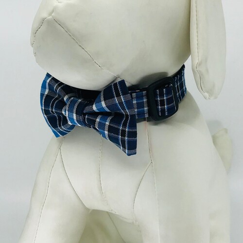 Royal Blue Polka Dot Dog Collar With Bow Tie Adjustable Pet Etsy