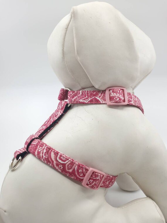 Dog Harness With Optional Flower Rose Pink Flower Print Adjustable