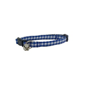 May include: Blue and white gingham cat collar with a silver bell.