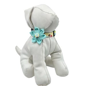 Dog Collar with Optional Flower, Yellow Silly Circles Adjustable Pet Collar Sizes XXS,XS, S, M, L, XL