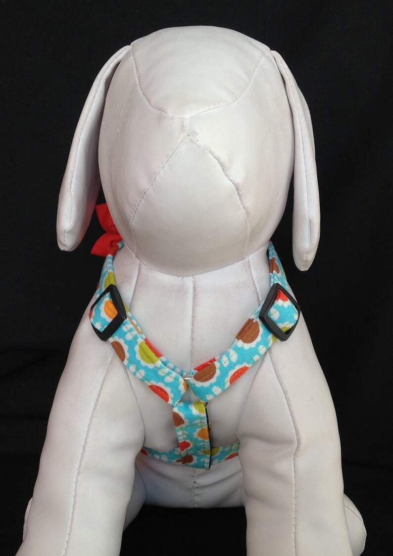 Dog Harness With Flower Retro Daisy Aqua Pattern Pet Etsy