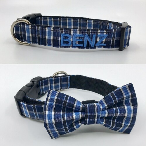 Personalized Bow Tie Dog Collar With Laser Etched Plastic Etsy