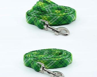 Dog Leash Green Plaid Glitter Swivel Hook Pet Lead