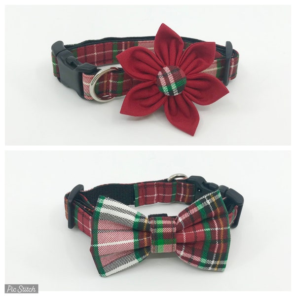 Christmas Dog Collar With Flower Etsy