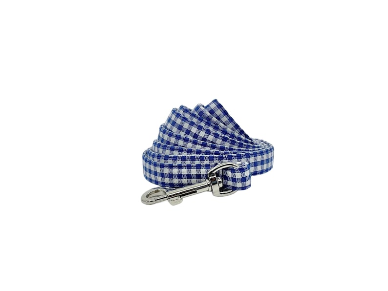 Royal Blue Gingham Dog leash, Swivel Hook: 4 Or 5 Foot Length Bild 1