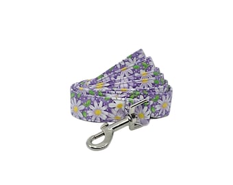 Dog Leash Purple Daisy Swivel Hook Pet Lead In a 4 or 5 Foot Length