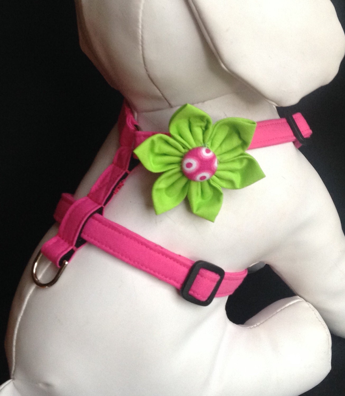 Dog Harness Flower Set Pink Size XS S M