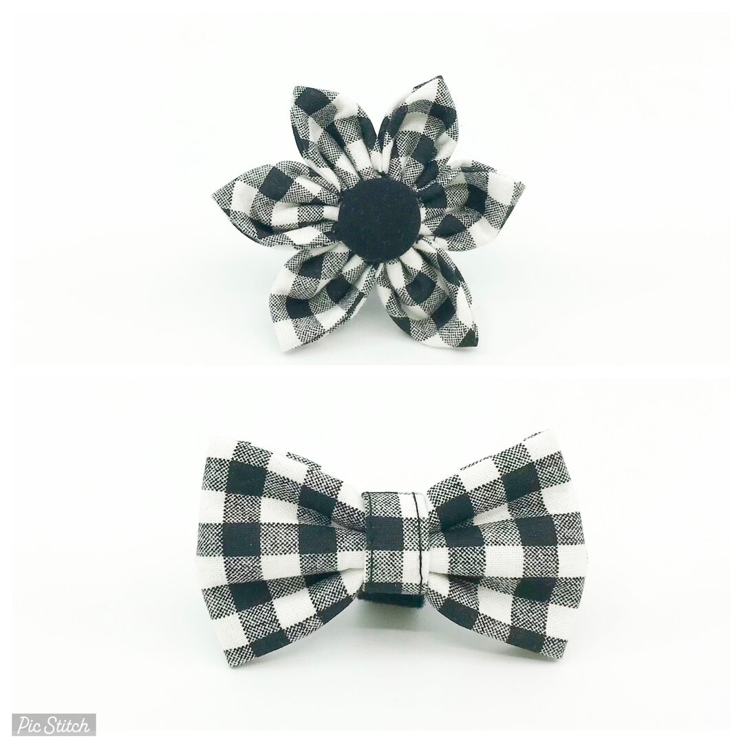 Black and White Checkered Flower or Bow Tie Accessory for Your Etsy