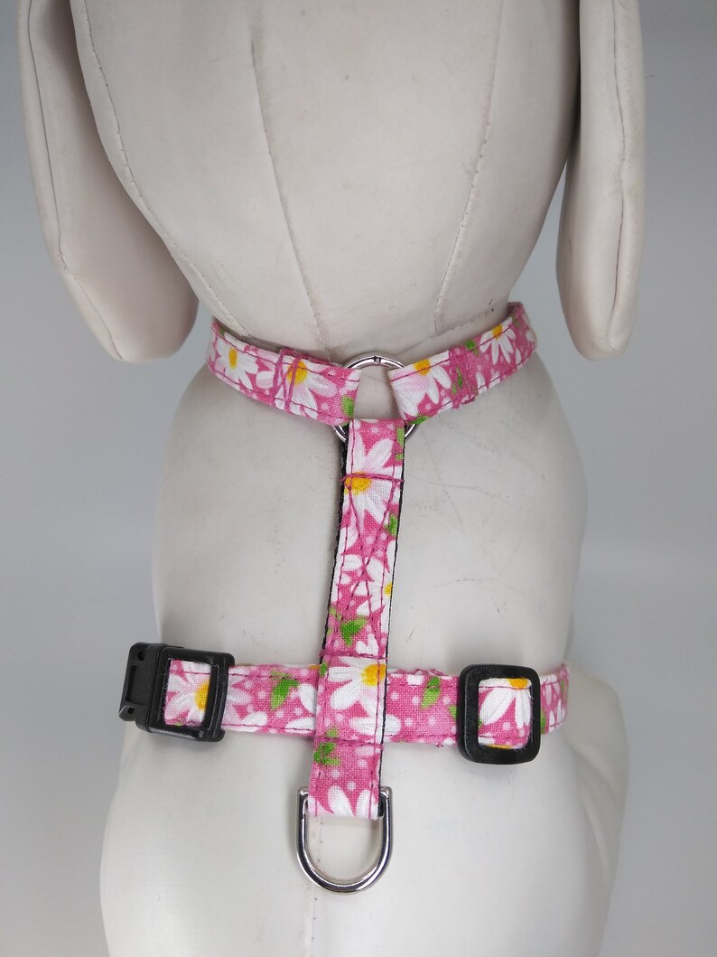 Pink Daisy Dog Harness With Optional Flower Adjustable Pet Etsy