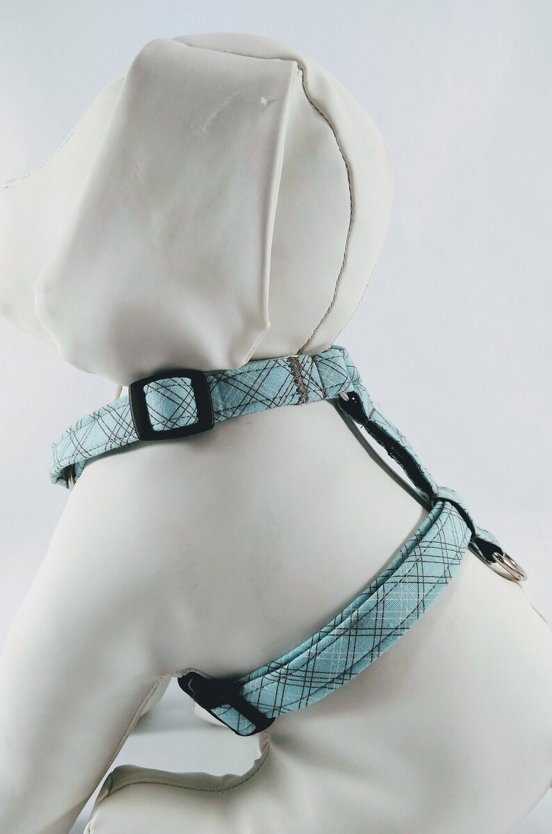 Dog Harness With Bow Tie Blue And Brown Bias Grid Etsy