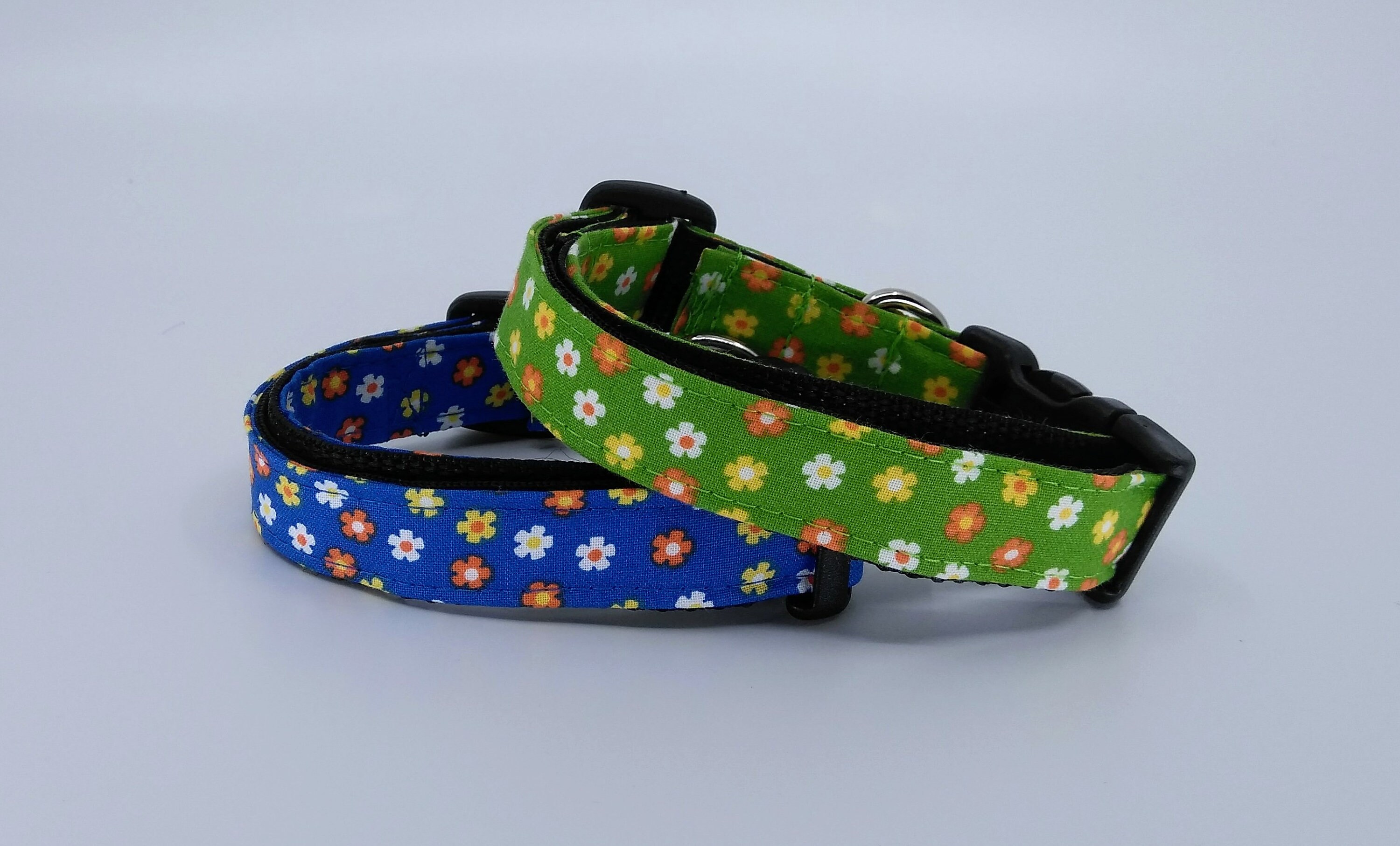 Blue and Green Floral Dog Collar With Flower Adjustable Pet Etsy