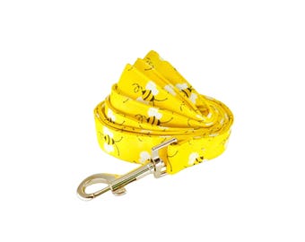 Dog Leash Yellow Bumble Bee Swivel Hook Pet Lead: 4 or 5 Foot Length